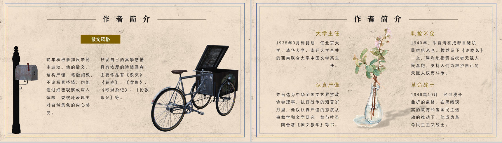 教育培训朱自清《背影》作者内容简介心得体会PPT模板-3
