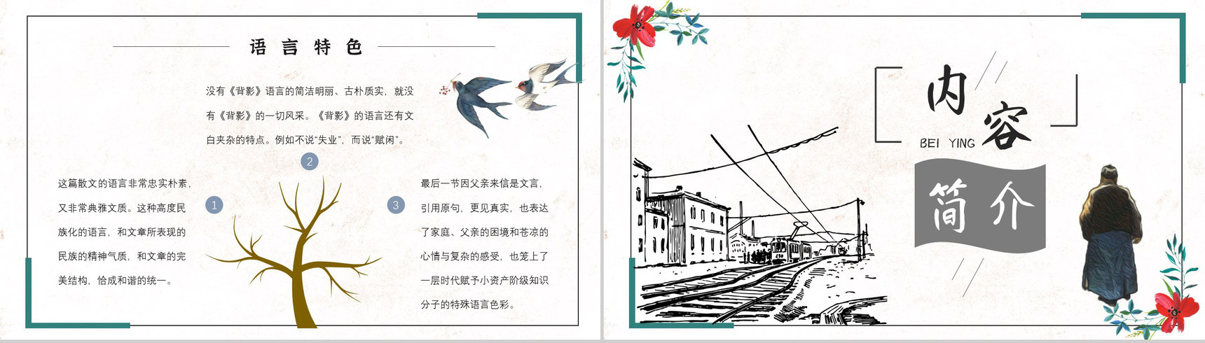 名著逻辑梳理读书分享朱自清《背影》内容简介PPT模板-4