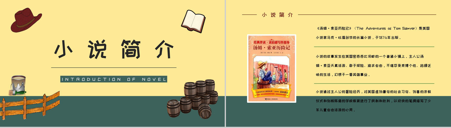 教育教学马克吐温《汤姆索亚历险记》小说导读知识整理培训课件PPT模板-2