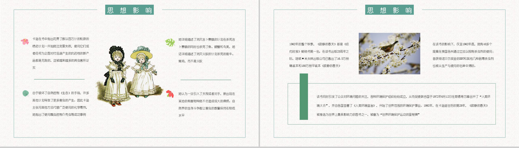 蕾切尔卡逊经典科普书籍《寂静的春天》学生阅读技能提升培训图书鉴赏通用PPT模板-3