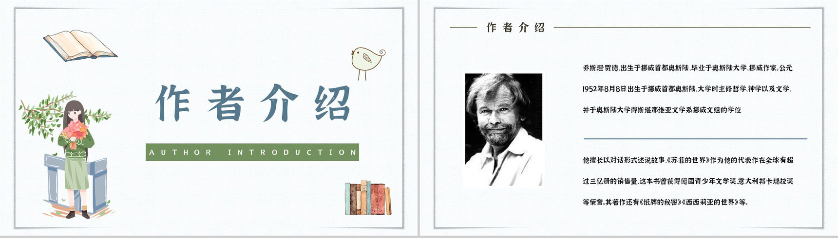 教育教学乔斯坦贾德《苏菲的世界》小说简介内容赏析教师备课课件PPT模板-2