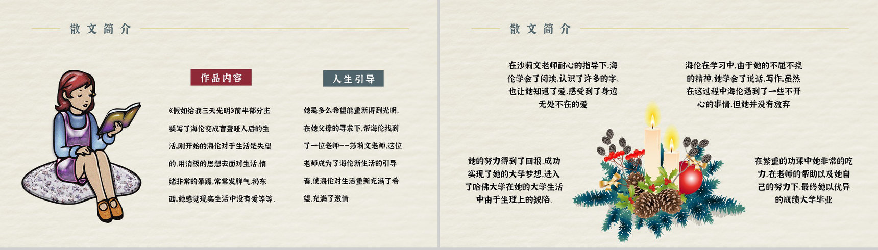 经典名著推荐之《假如给我三天光明》散文介绍教师备课课件PPT模板-3