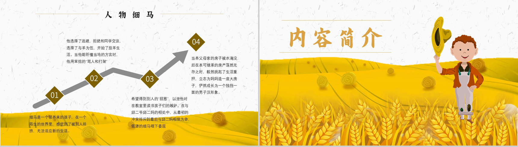 读书分享《草房子》作品简介名著读后感PPT模板-4