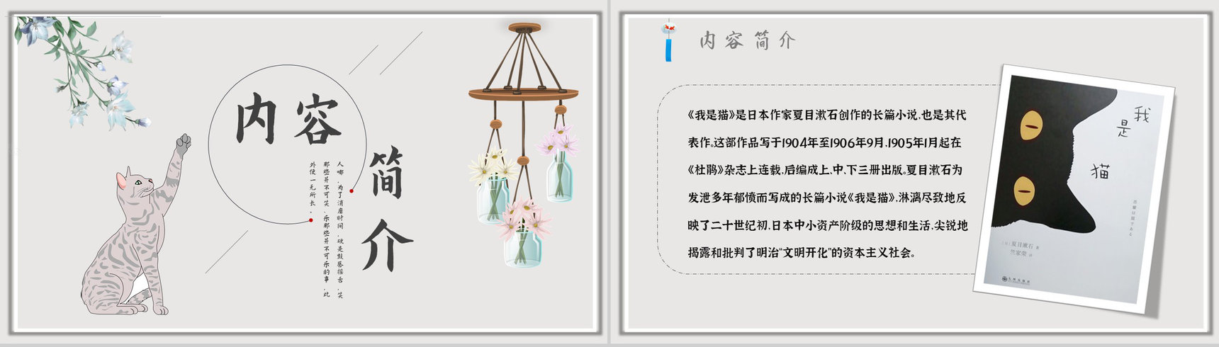 教育培训《我是猫》内容作者简介名著导读PPT模板-2