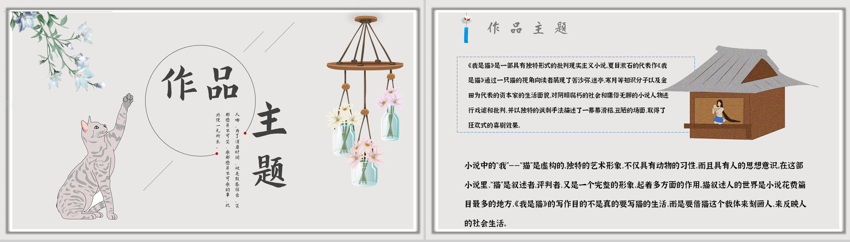 教育培训《我是猫》内容作者简介名著导读PPT模板-6
