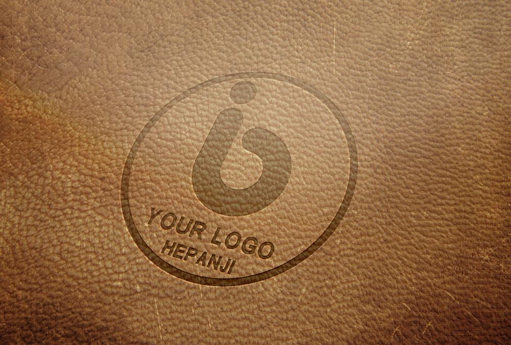 雕刻印字皮纹质感纹理logo标志样机