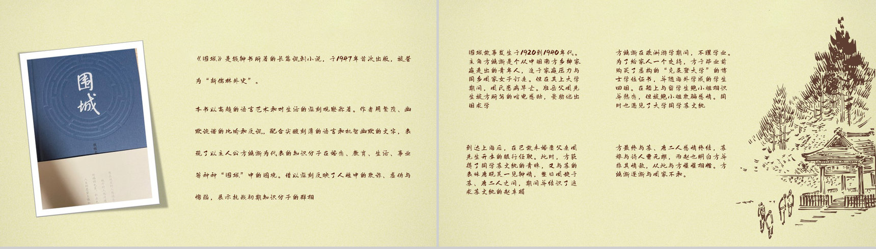 学生必学经典名著钱钟书《围城》小说读后感分享交流阅读技巧学习提升PPT模板-4