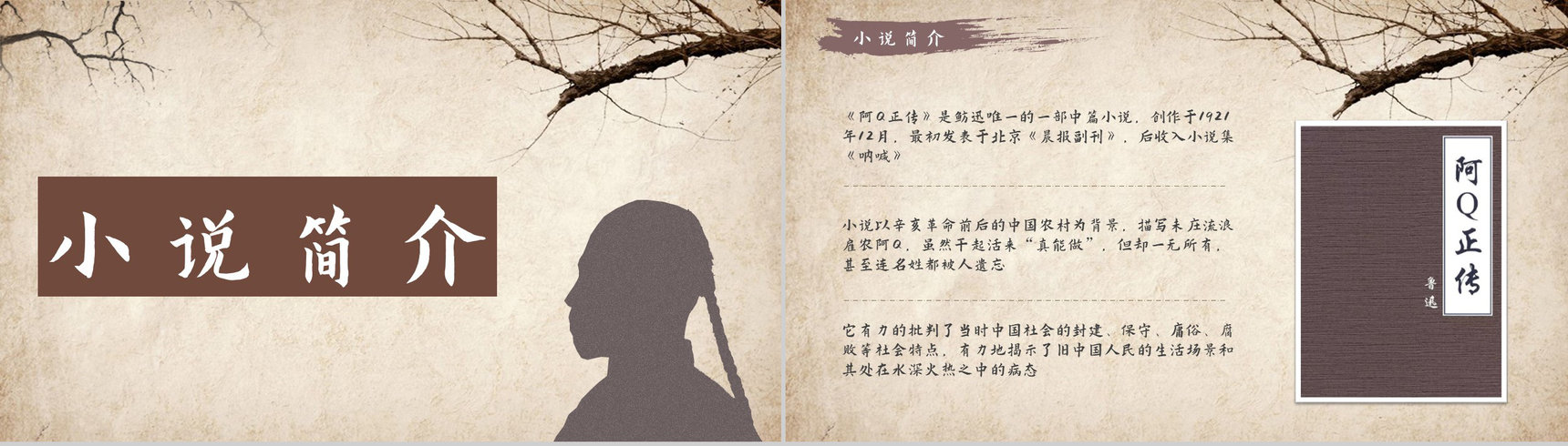 鲁迅代表作《阿Q正传》小说导读经典片段摘抄及鉴赏课件通用PPT模板-2