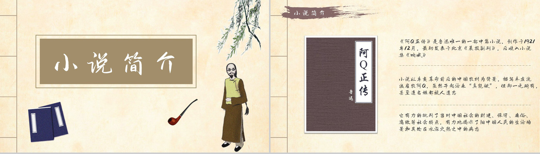 国内著名文学作品鲁迅《阿Q正传》小说简介学生阅读能力培养提升PPT模板-2