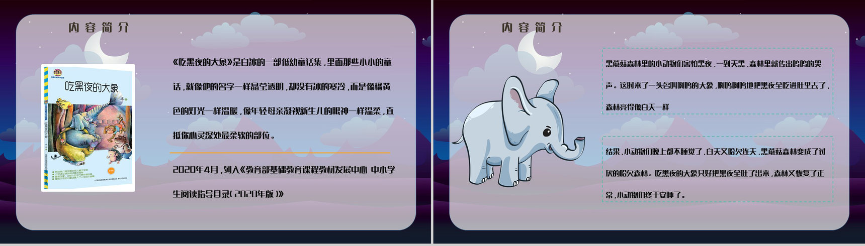 中学生必读文学作品《吃黑夜的大象》绘本鉴赏阅读体会梳理PPT模板-6