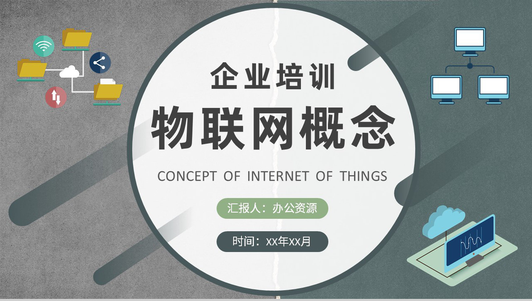企业技术人员研究工作总结物联网基本概念培训学习PPT模板-1