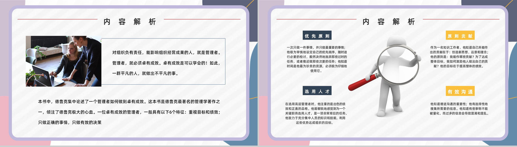 美国著名管理学书籍《卓有成效的管理者》企业培训讲课总结汇报PPT模板-6