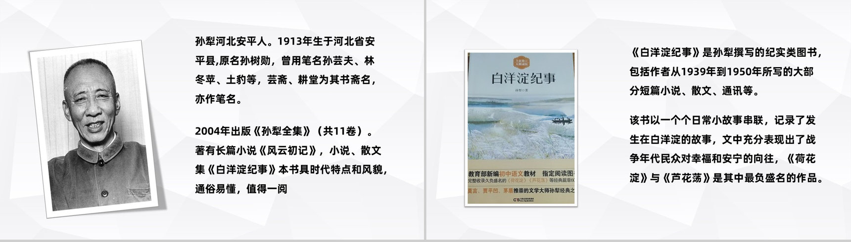 孙犁代表作之一《白洋淀纪事》名著阅读心得体会读书分享会PPT模板-7