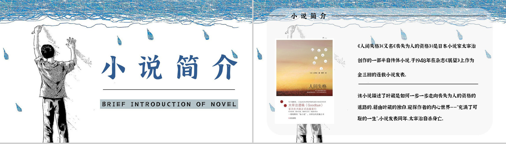 日本著名小说家太宰治所著《人间失格》作品导读好词好句摘抄赏析PPT模板-2