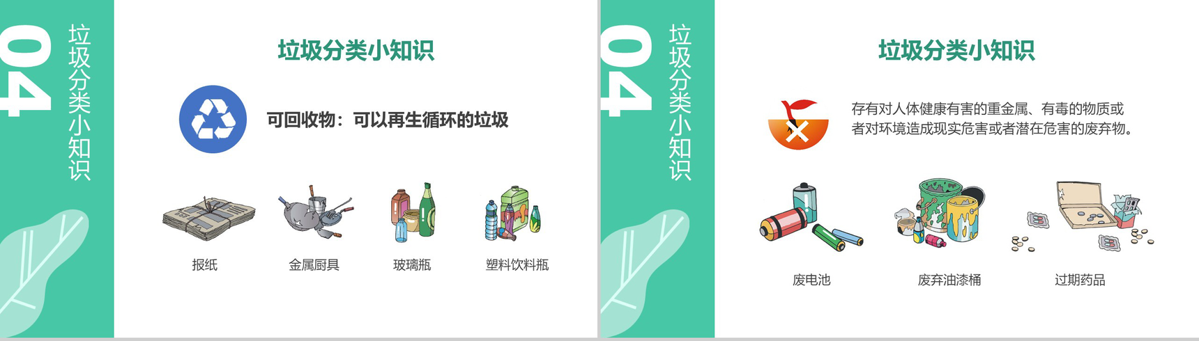 卡通扁平化2.5D垃圾分类主题PPT模板-5