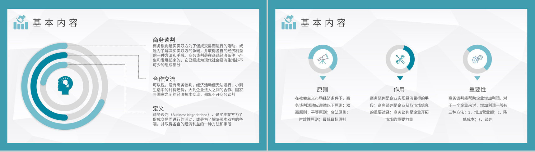 商务谈判策略内容总结企业公关礼仪培训工作汇报PPT模板-3