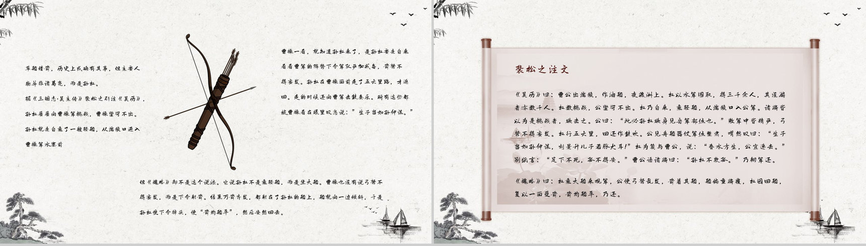 中国古典名著《三国演义》典故草船借箭故事介绍片段赏析PPT模板-3