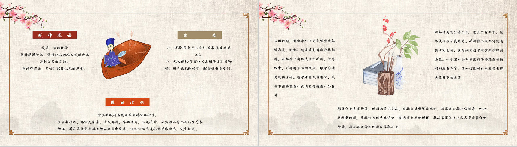 中学必学名著《三国演义》典故学习草船借箭好词好句摘抄读书笔记整理PPT模板-6