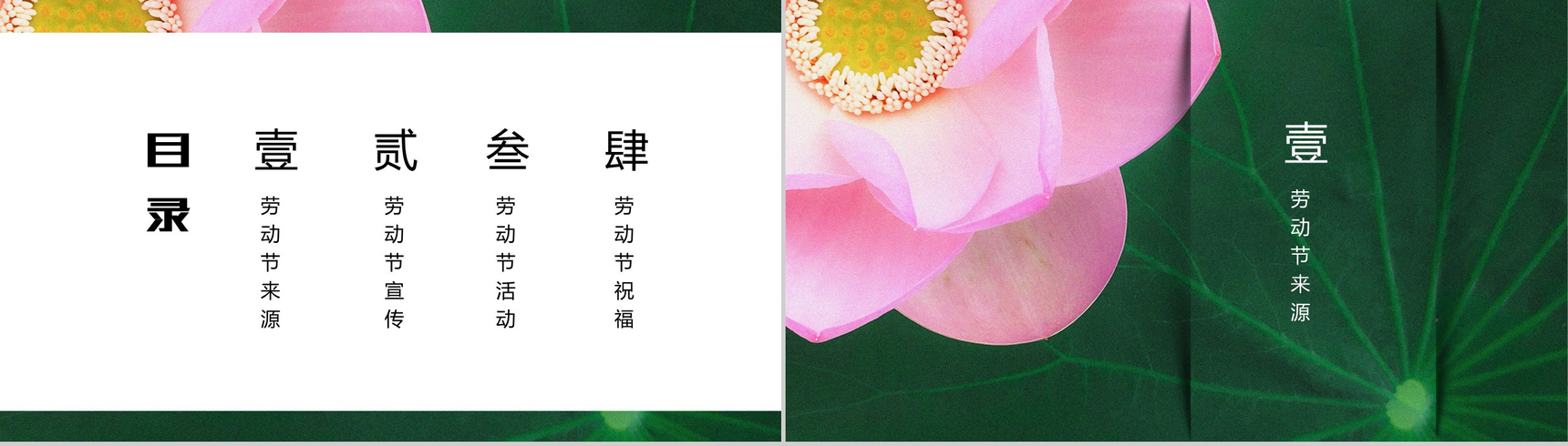 夏季荷花元素五一劳动节PPT模板-2