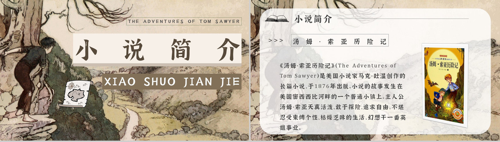 读书笔记《汤姆索亚历险记》作者简介名著片段赏析PPT模板-5