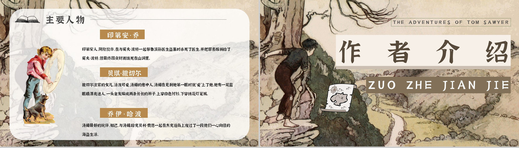 读书笔记《汤姆索亚历险记》作者简介名著片段赏析PPT模板-9