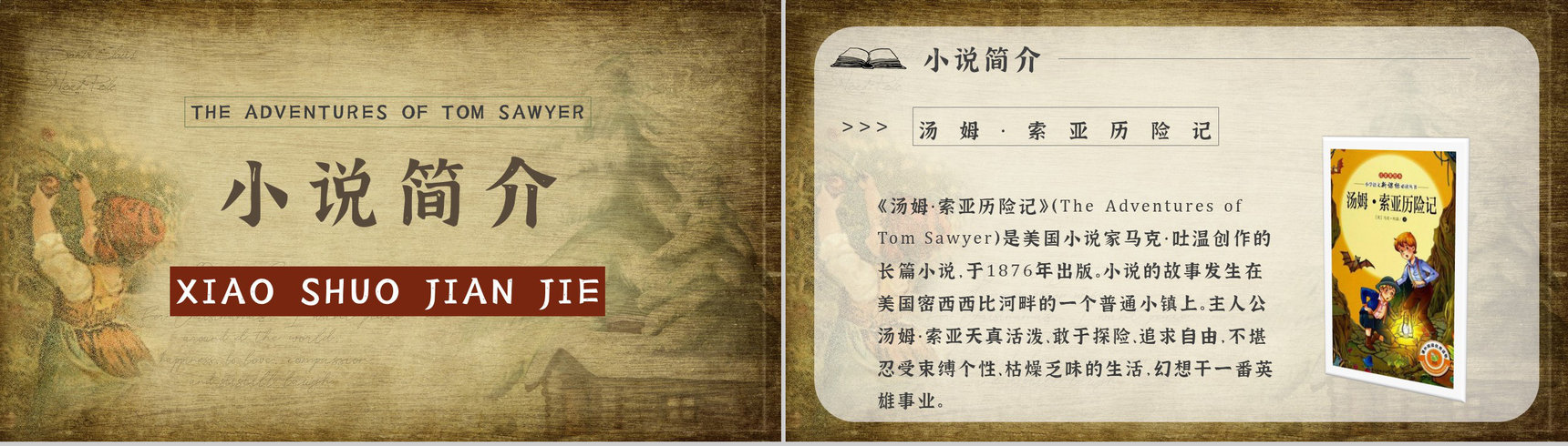 名著片段赏析《汤姆索亚历险记》内容简介教育培训PPT模板-8