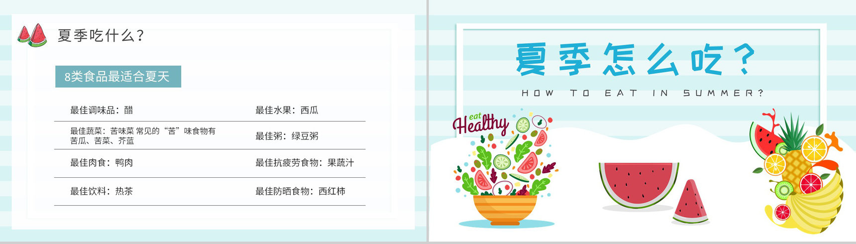 绿色食品健康知识宣传演讲夏季健康饮食教案PPT模板-3