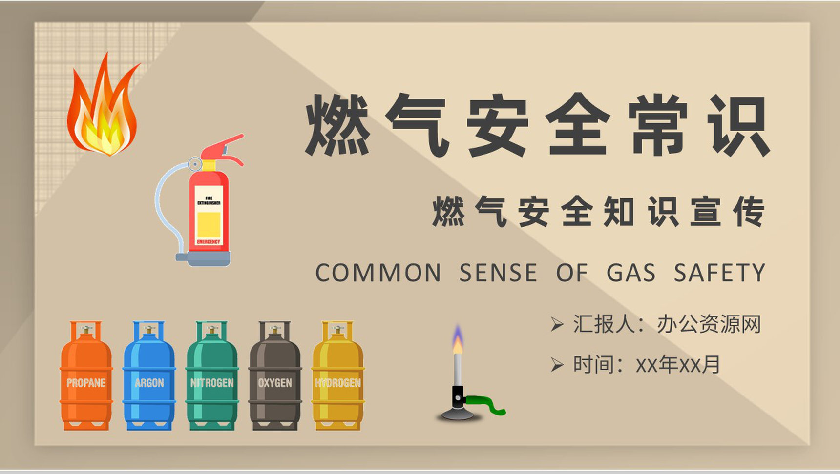 居民日常生活燃气安全常识学习社区燃气知识宣传活动方案PPT模板-1