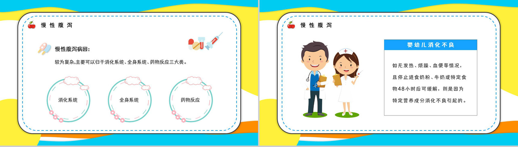 卡通夏季腹泻知识腹泻的原因及预防方法健康教育宣传讲座PPT模板PPT模板-3