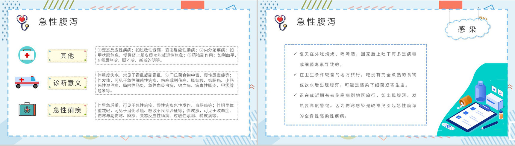 夏季腹泻的原因及防护措施学习医疗疾病预防常识普及PPT模板-4