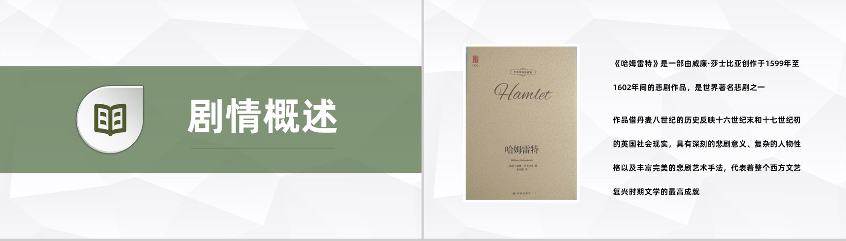 世界著名悲剧作品莎士比亚《哈姆莱特》文学鉴赏名著导读通用PPT模板-5