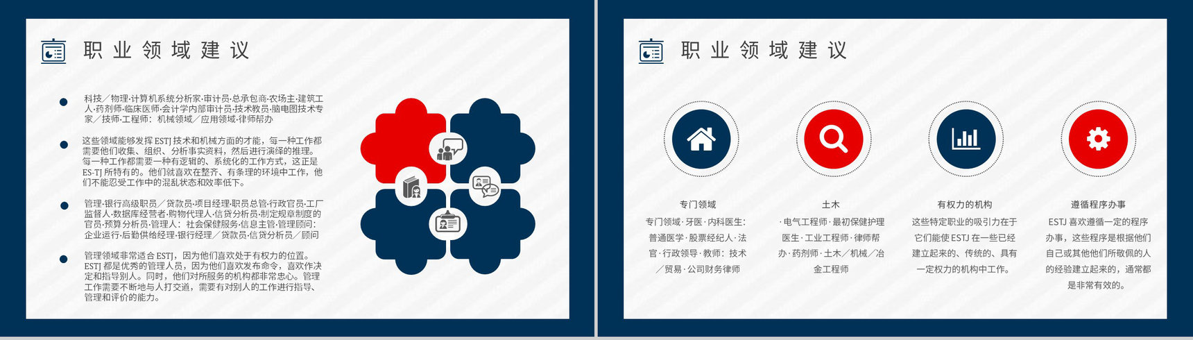 MBTI性格分析--ESTJ个性特征描述职业领域建议工作中的优劣势PPT模板-11