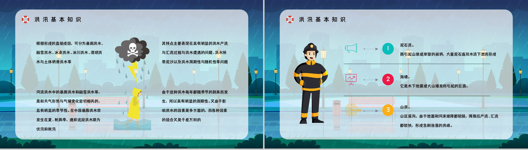 防洪防汛抗灾安全教育小常识咨询夏季极端天气自然灾害救援演练方案PPT模板-5