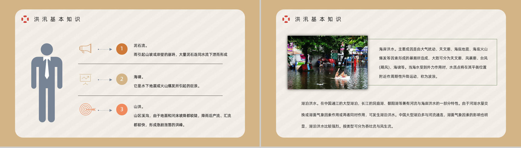 抗灾自救能力学习雨季防洪防汛安全知识普及教育自然灾害应急预警志愿者宣传活动PPT模板-5