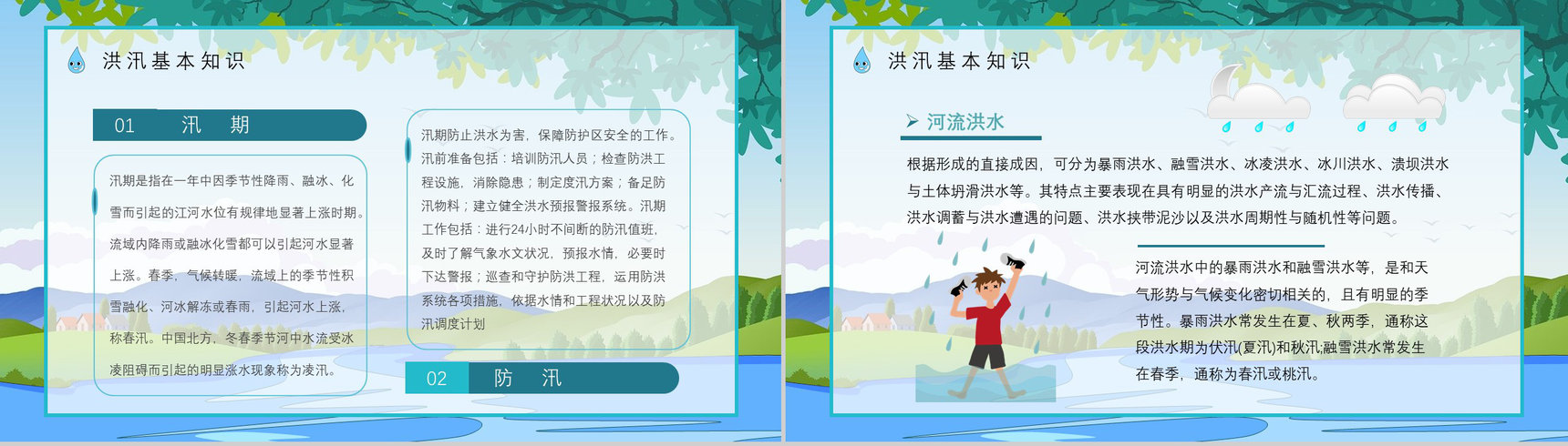 社区居民防汛物资科普讲座雨季防洪防汛基本知识培训总结安全教育PPT模板-3
