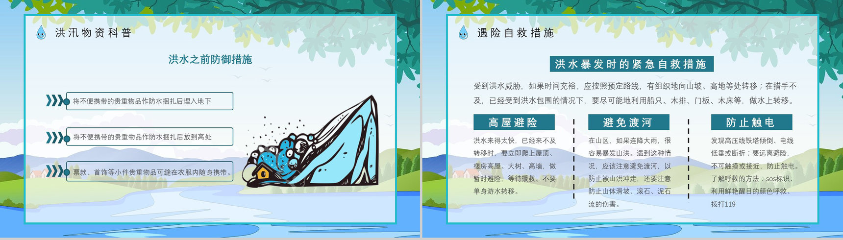 社区居民防汛物资科普讲座雨季防洪防汛基本知识培训总结安全教育PPT模板-7