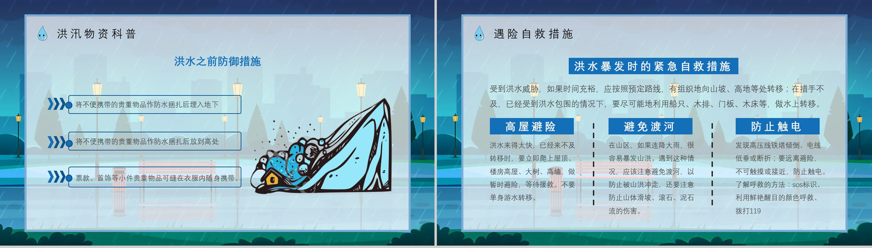 学校安全教育雨季防洪防汛学生遇险自救基本知识学习知识科普PPT模板-7