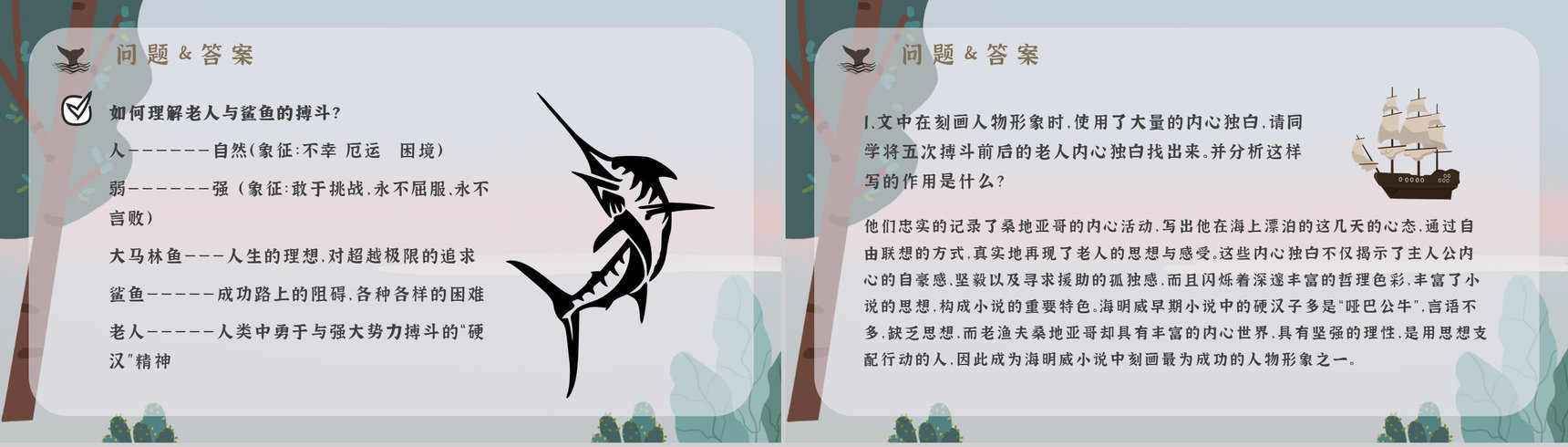 《老人与海》海明威所著中篇小说内容简介经典片段摘抄PPT模板-15