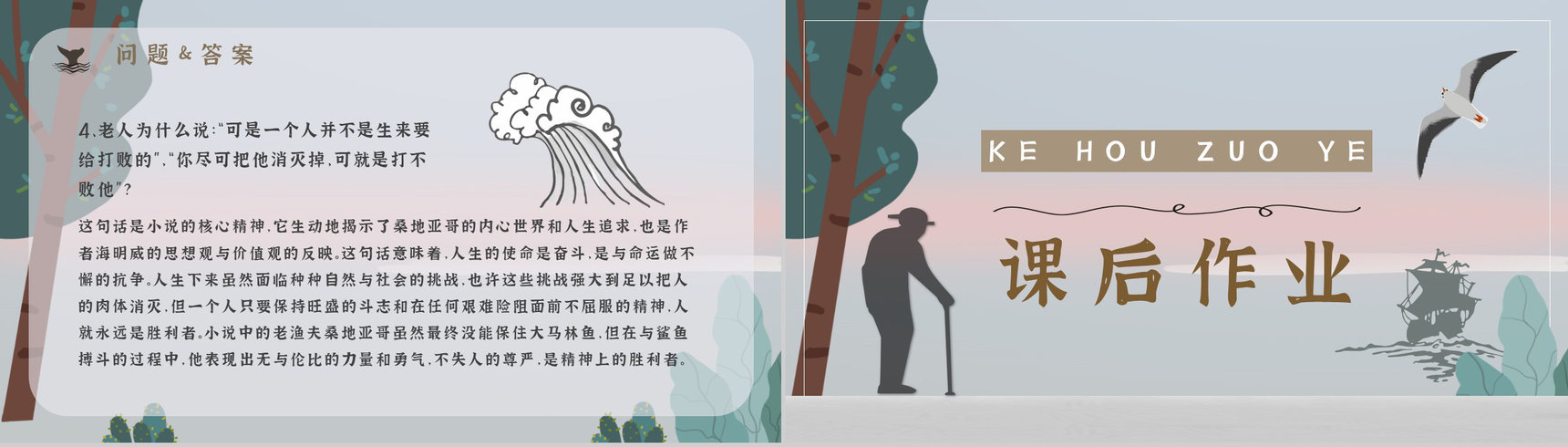 《老人与海》海明威所著中篇小说内容简介经典片段摘抄PPT模板-17