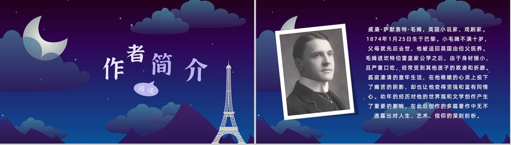 名著读后感毛姆《月亮与六便士》作者内容简介教师备课PPT模板-3