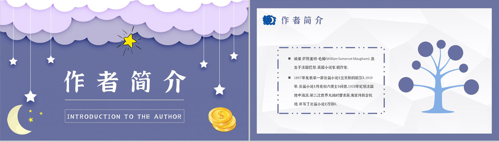 毛姆著名小说《月亮与六便士》课件学习经典文学作品逻辑梳理PPT模板-4