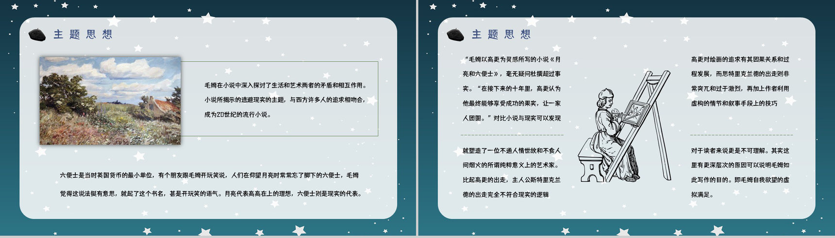 五分钟轻松解读小说《月亮与六便士》毛姆代表作人物介绍鉴赏通用PPT模板-9