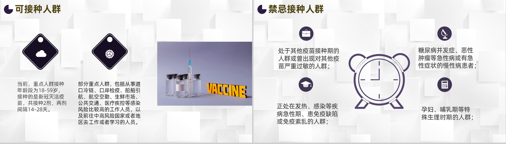 简约风预防新冠疫苗接种注意事项知识内容PPT模板-5