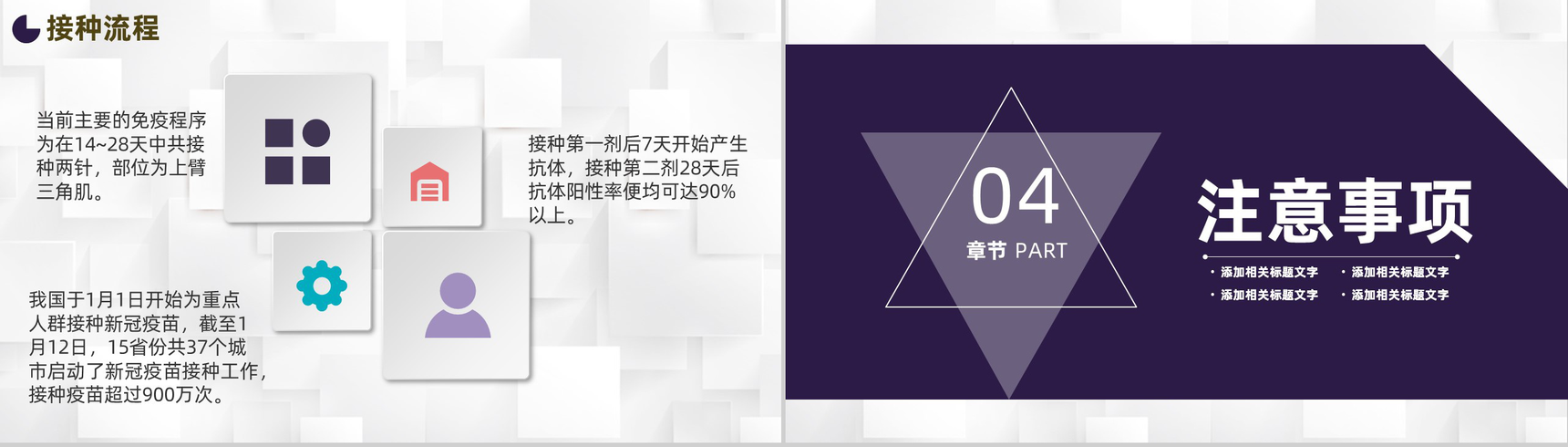 简约风预防新冠疫苗接种注意事项知识内容PPT模板-8