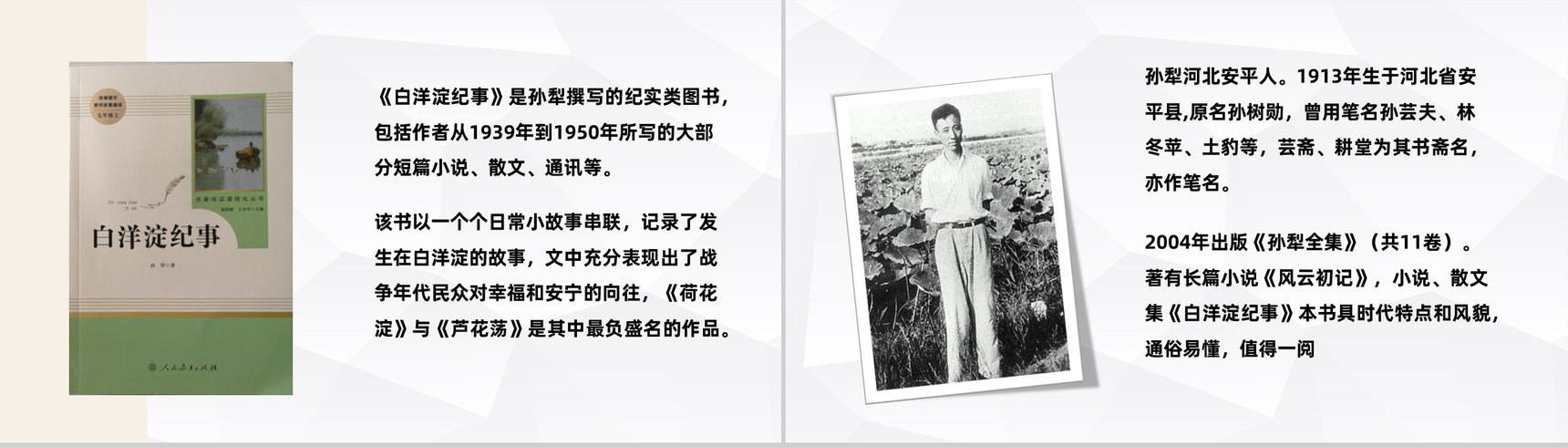 七年级必读名著孙犁《白洋淀纪事》经典作品读后感读书心得体会PPT模板-2